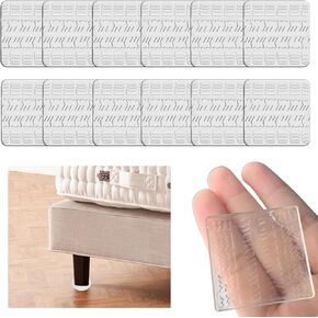 Non Slip Furniture Pads, 12 PCS Clear No Skid Furniture Grippers, Self Adhesive Anti Slip Furniture Pads, Anti Slide Hardwood Floors Protectors for Keep Couch Stoppers (1.57 inch Square)