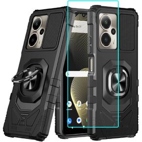 for Cricket Outlast 5G 2024 / ATT Motivate Pro 5G Case with Screen Protector,Dual Layer Hybrid Duty Defender Protection,Sleek Rugged Reinforced Cushion Corner Kickstand Shockproof Bumper Cover Purple