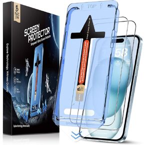 MAGIC JOHN 2 Pack for iPhone 15 Tempered Glass Screen Protector 6.1 inch, Auto Dust-Elimination Installation, Bubble Free, Dynamic Island Compatible, HD Clear, Easy Installation