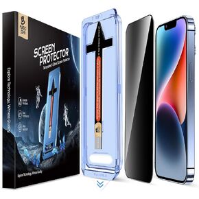 MAGIC JOHN 2 Pack for iPhone 13/13Pro/14 6.1 inch Privacy Glass Screen Protector, Auto Dust-Elimination, Bubble Free, Easy Installation