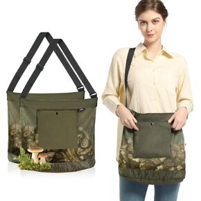 Mushroom Foraging Bag - Foraging Kit With Mesh Bag, Adjustable Shoulder Strap, Mushroom Basket With Smartphone Pocket - Mushroom Hunting Bag, Ideal Gift For Mushroom Foragers (Green)