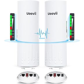 Wireless Bridge, Gigabit High Speed UeeVii CPE820 5.8G 1Gbps Point to Point WiFi Outdoor CPE with 16dBi High-Gain Antenna, Lang Range Up to 3KM, Plug and Play,24V PoE Power, IP65 Waterproof,2-Pack