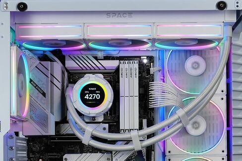 ID-COOLING SL360 White CPU Liquid Cooler with Display, Customizable 2.1" LCD Display for Images or Performance Metrics, 360mm AIO Cooler, Three AF127 ARGB Fans, Fits Intel/AMD in Kuwait