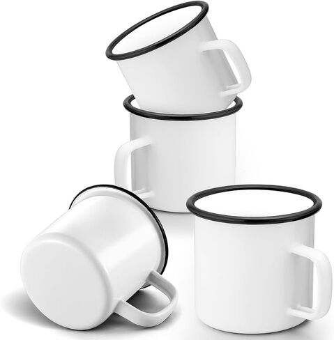 Joyfair 12oz Camping Enamel Mug Set (4Pcs), Portable Camp Cups for Outdoor Picnic Backpacking Travel & Home Breakfast Drinking, Ideal Gift on Christmas Thanksgiving Birthday (Multi) in Saudi Arabia