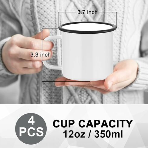 Joyfair 12oz Camping Enamel Mug Set (4Pcs), Portable Camp Cups for Outdoor Picnic Backpacking Travel & Home Breakfast Drinking, Ideal Gift on Christmas Thanksgiving Birthday (Multi) in Saudi Arabia