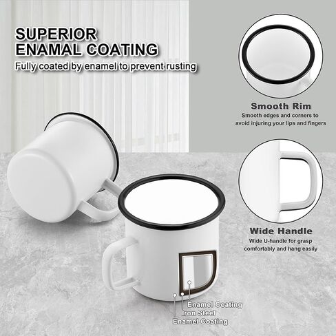 Joyfair 12oz Camping Enamel Mug Set (4Pcs), Portable Camp Cups for Outdoor Picnic Backpacking Travel & Home Breakfast Drinking, Ideal Gift on Christmas Thanksgiving Birthday (Multi) in Saudi Arabia