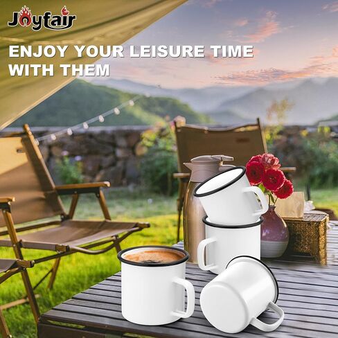 Joyfair 12oz Camping Enamel Mug Set (4Pcs), Portable Camp Cups for Outdoor Picnic Backpacking Travel & Home Breakfast Drinking, Ideal Gift on Christmas Thanksgiving Birthday (Multi) in Saudi Arabia