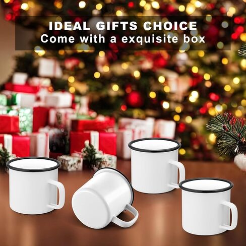 Joyfair 12oz Camping Enamel Mug Set (4Pcs), Portable Camp Cups for Outdoor Picnic Backpacking Travel & Home Breakfast Drinking, Ideal Gift on Christmas Thanksgiving Birthday (Multi) in Saudi Arabia