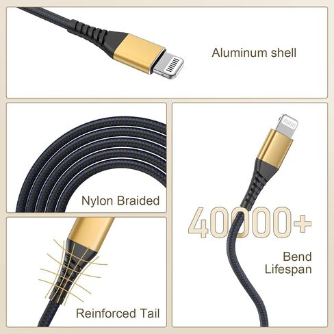 [ Apple Certified 2pack ] iPhone Charger 6ft,Lightning Cable Long 6 Foot Cord, Fast Charging Cables for Apple iPhone 12/11/11Pro/11Max/ X/XS/XR/XS Max/8/7/6/5S/SE/iPad Mini Air (Blue) in Kuwait