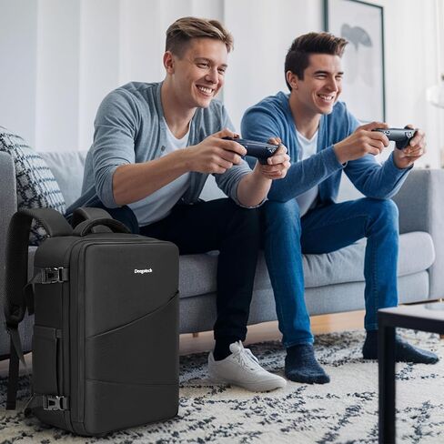 حقيبة ظهر Deegotech مناسبة لجهاز PS5/PS5 Pro، حقيبة سفر واقية متوافقة مع وحدة تحكم Playstation 5، القرص، وحدات التحكم، الملحقات والكمبيوتر المحمول مقاس 15.6 بوصة، حقيبة ألعاب مقاومة للماء، أسود in Kuwait