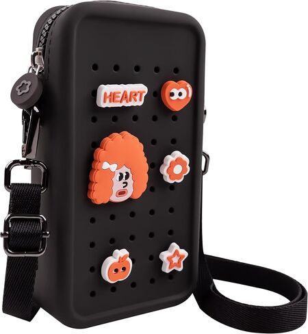 Candy Small Crossbody Bag for Women with Customizable Charm Holes, Compact & Durable with Adjustable Strap, Perfect for Everyday Use (Black) in Saudi Arabia