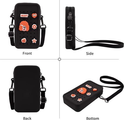 Candy Small Crossbody Bag for Women with Customizable Charm Holes, Compact & Durable with Adjustable Strap, Perfect for Everyday Use (Black) in Saudi Arabia