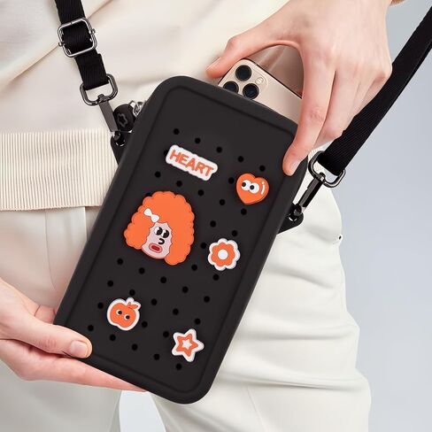 Candy Small Crossbody Bag for Women with Customizable Charm Holes, Compact & Durable with Adjustable Strap, Perfect for Everyday Use (Black) in Saudi Arabia