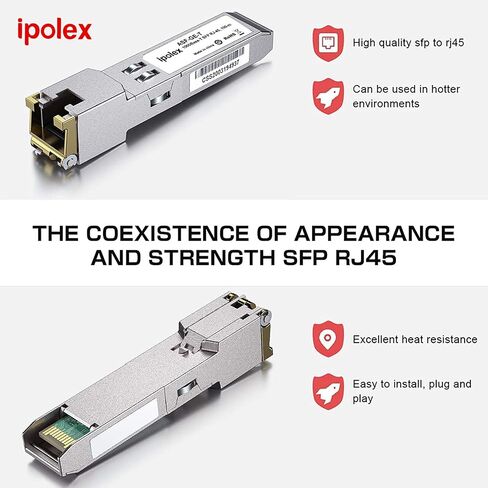 Gigabit SFP to RJ45 Copper SFP Transceiver 1000Base-T, 1.25G SFP-T Copper SFP Module, for Ubiquiti UniFi UF-RJ45-1G/UACC-CM-RJ45-1G, Mikrotik, Fortinet, Netgear, TP-Link and More(CAT5e/6,100m) in Saudi Arabia