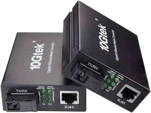 BiDi Gigabit Single Mode SC Media Converter, 10/100/1000M Fiber to Ethernet Converter, 1000Base-FX Single SC to 10/100/1000Base-T/TX RJ45, Built-in Fiber Module, SMF, 1310/1550nm, 20km, 1 Pair in Kuwait