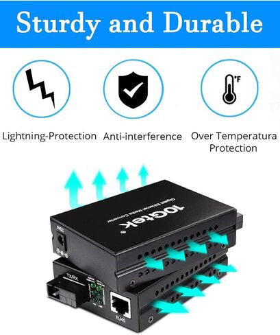 BiDi Gigabit Single Mode SC Media Converter, 10/100/1000M Fiber to Ethernet Converter, 1000Base-FX Single SC to 10/100/1000Base-T/TX RJ45, Built-in Fiber Module, SMF, 1310/1550nm, 20km, 1 Pair in Kuwait
