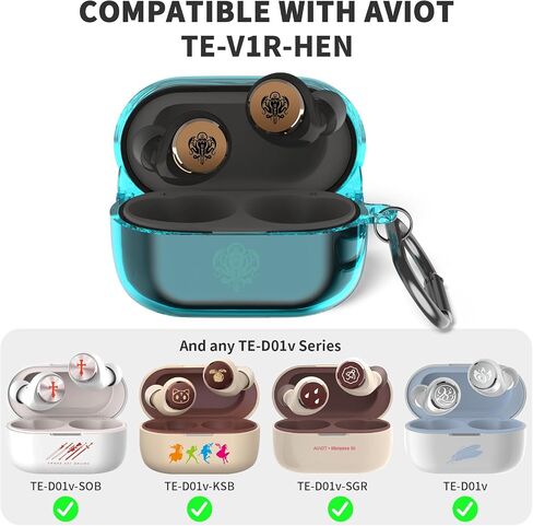 for Aviot TE-V1R-HEN Hololive Case Cover, Clear Soft TPU Protective Case Cover, Compatible with AVIOT TE-V1R-Hen Hololive Charging Case with Carabiner (Clear) in Kuwait