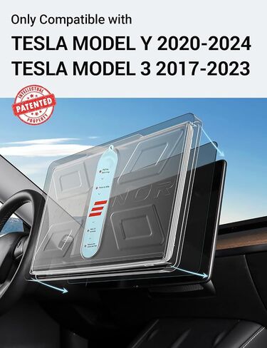 BASENOR Tesla Model Y Model 3 Screen Protector, [Anti Fingerprint & Anti Glare] [9H Hardness] 15 inch Tempered Glass Screen Protective for 2020-2024 Model Y 2017-2023 Model 3 Accessories in Saudi Arabia