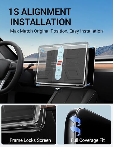 BASENOR Tesla Model Y Model 3 Screen Protector, [Anti Fingerprint & Anti Glare] [9H Hardness] 15 inch Tempered Glass Screen Protective for 2020-2024 Model Y 2017-2023 Model 3 Accessories in Saudi Arabia