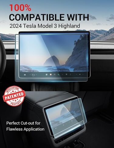 BASENOR Tesla Model Y Model 3 Screen Protector, [Anti Fingerprint & Anti Glare] [9H Hardness] 15 inch Tempered Glass Screen Protective for 2020-2024 Model Y 2017-2023 Model 3 Accessories in Saudi Arabia