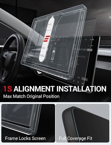 BASENOR Tesla Model Y Model 3 Screen Protector, [Anti Fingerprint & Anti Glare] [9H Hardness] 15 inch Tempered Glass Screen Protective for 2020-2024 Model Y 2017-2023 Model 3 Accessories in Saudi Arabia