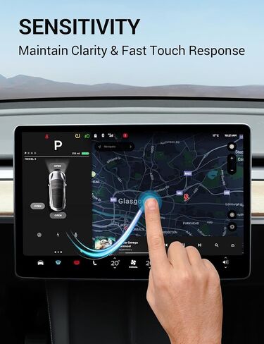 BASENOR Tesla Model Y Model 3 Screen Protector, [Anti Fingerprint & Anti Glare] [9H Hardness] 15 inch Tempered Glass Screen Protective for 2020-2024 Model Y 2017-2023 Model 3 Accessories in Saudi Arabia