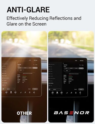 BASENOR Tesla Model Y Model 3 Screen Protector, [Anti Fingerprint & Anti Glare] [9H Hardness] 15 inch Tempered Glass Screen Protective for 2020-2024 Model Y 2017-2023 Model 3 Accessories in Saudi Arabia
