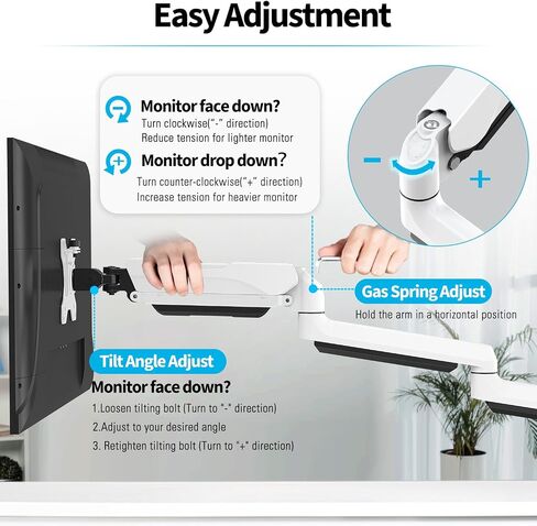 MOUNTUP Triple Monitor Mount, 3 Monitor Stand Desk Arm for Max 32'' Computer Screens, Max Extension 62.3" Gas Spring Triple Monitor Stand Holds 4.4-19.8lbs, VESA Bracket with Clamp/Grommet Base, Black in Saudi Arabia