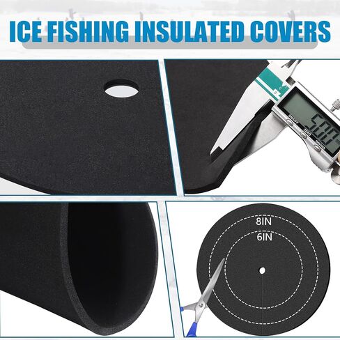 TOBWOLF 3 قطع من أغطية فتحات صيد الأسماك على الجليد، أغطية عازلة لثقب الصيد على الجليد مقاس 30.48 سم قابلة للقطع، طرف صيد الجليد المعزول لأعلى أغطية غطاء فتحة الأمان لبيوت الأسماك معدات الصيد الشتوية in Kuwait