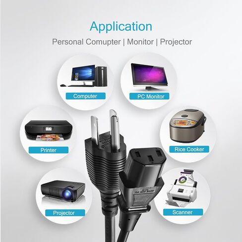 Chanzon PC Monitor Power Cord Personal Computer 10A 125V UL Certificated Vizio 3 Prong for Plasma bravia uhd Smart TV, Supply Plug Replacement (IEC320C13) Universal Ac Cable 10ft in Saudi Arabia