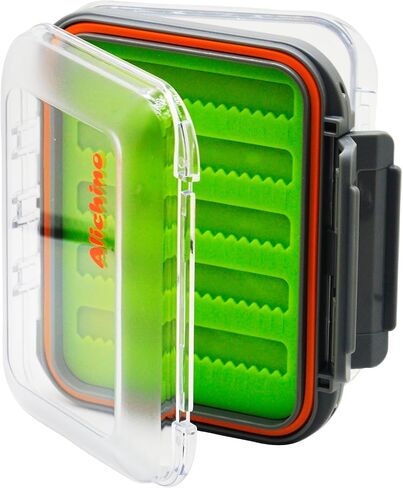 Alichino Fly Box for Fly Files Ice Jig Box Two Sided Waterproof Fly Fishing Box for Nymphs and Streamers (Green Silicone Insert B, S 4.9 * 4 * 1.6 Inch) in Kuwait