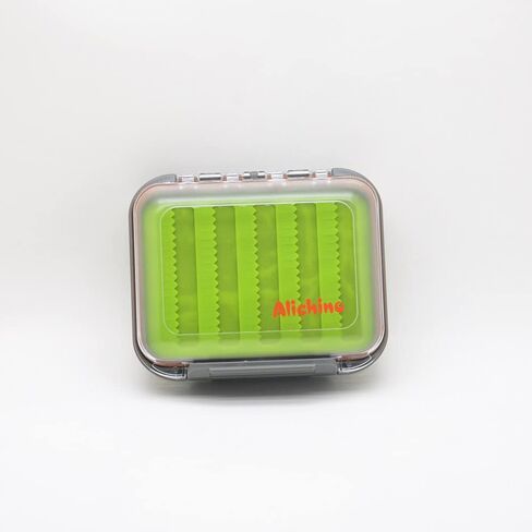 Alichino Fly Box for Fly Files Ice Jig Box Two Sided Waterproof Fly Fishing Box for Nymphs and Streamers (Green Silicone Insert B, S 4.9 * 4 * 1.6 Inch) in Kuwait