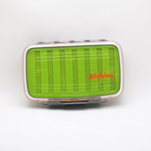 Alichino Fly Box for Fly Files Ice Jig Box Two Sided Waterproof Fly Fishing Box for Nymphs and Streamers (Green Silicone Insert B, S 4.9 * 4 * 1.6 Inch) in Kuwait
