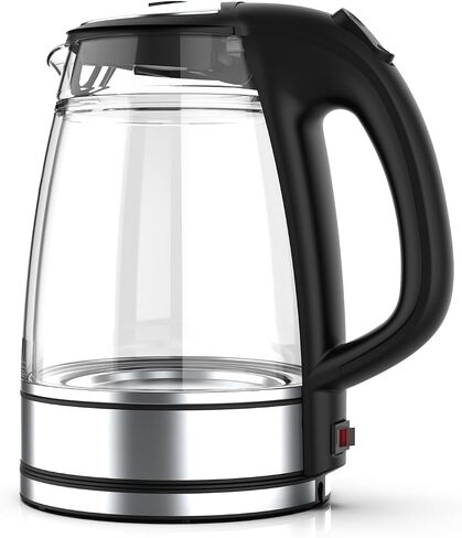 Double Glass Electric Kettle Cordless Electric Kettle Hot Water Boiler Electric Tea Kettle Automatic Shut off 1.7L Stainless Steel Kettle Electric Teapot Boil-Dry Protection Anti-Scald (White) in Saudi Arabia