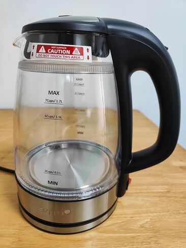 Double Glass Electric Kettle Cordless Electric Kettle Hot Water Boiler Electric Tea Kettle Automatic Shut off 1.7L Stainless Steel Kettle Electric Teapot Boil-Dry Protection Anti-Scald (White) in Saudi Arabia