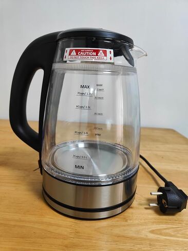 Double Glass Electric Kettle Cordless Electric Kettle Hot Water Boiler Electric Tea Kettle Automatic Shut off 1.7L Stainless Steel Kettle Electric Teapot Boil-Dry Protection Anti-Scald (White) in Saudi Arabia