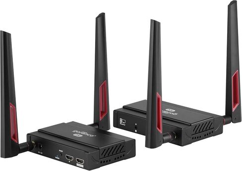 مجموعة موسع HDMI اللاسلكية gofanco 5 جيجا هرتز - ما يصل إلى 656 قدمًا (200 مترًا) عند 1080 بكسل، تدعم ما يصل إلى 4 أجهزة استقبال، هوائي مزدوج، مدى طويل، تردد 5 جيجا هرتز، حلقة، امتداد الأشعة تحت الحمراء، صوت 2 قناة PCM (HDwireless1x4) in Kuwait