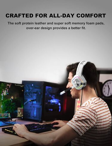 ZIUMIER Gaming Headset with Mic, Xbox One Headset with Noise Canceling Mic, PS4 Headset with Stereo Surround Sound, Over-Ear Headphones for PC, PS4, PS5, Xbox One, Xbox Series S/X, Laptop in Kuwait