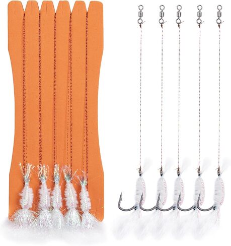 Shrimp Fly Lure Fishing Line and Barbed Hook with Winding Foam Board,5PCS - Fishing Rig Wire Line Leader,Fishing Accessories in Saudi Arabia