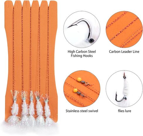 Shrimp Fly Lure Fishing Line and Barbed Hook with Winding Foam Board,5PCS - Fishing Rig Wire Line Leader,Fishing Accessories in Saudi Arabia