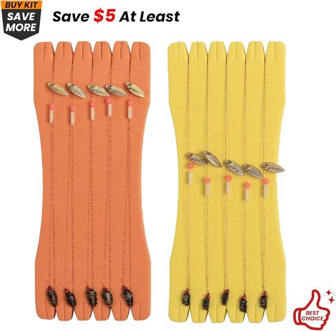 Shrimp Fly Lure Fishing Line and Barbed Hook with Winding Foam Board,5PCS - Fishing Rig Wire Line Leader,Fishing Accessories in Saudi Arabia
