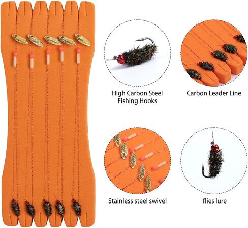 Shrimp Fly Lure Fishing Line and Barbed Hook with Winding Foam Board,5PCS - Fishing Rig Wire Line Leader,Fishing Accessories in Saudi Arabia
