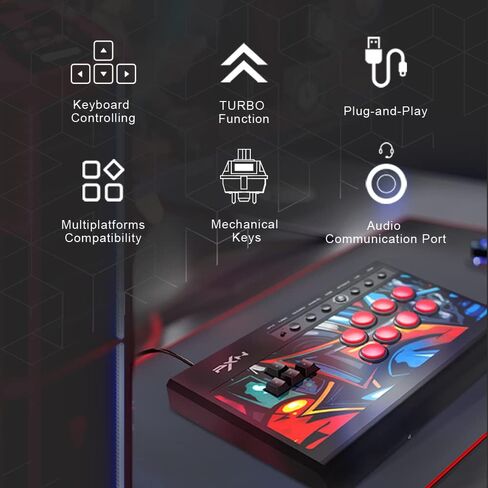 PXN Arcade Stick, X8 Fight Stick Game Controller Joystick Green Axis Mechanical Buttons USB Wired Connection for PC/PS4/PS3/Xbox Series X|S, Xbox One in Kuwait