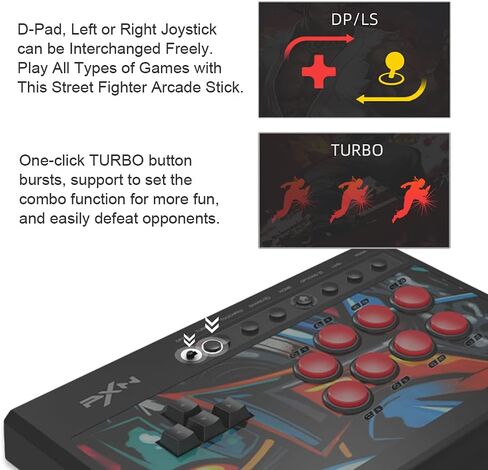 PXN Arcade Stick, X8 Fight Stick Game Controller Joystick Green Axis Mechanical Buttons USB Wired Connection for PC/PS4/PS3/Xbox Series X|S, Xbox One in Kuwait