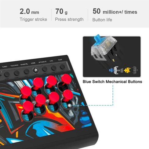 PXN Arcade Stick, X8 Fight Stick Game Controller Joystick Green Axis Mechanical Buttons USB Wired Connection for PC/PS4/PS3/Xbox Series X|S, Xbox One in Kuwait