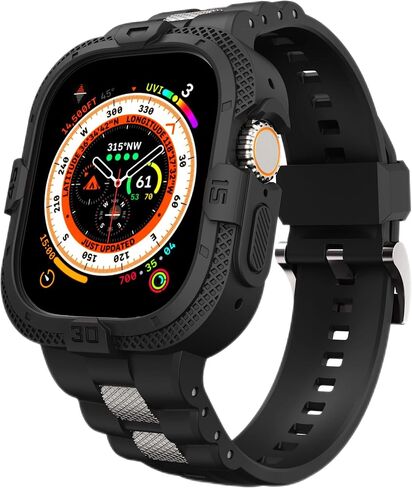 GELISHI Bands Compatible for Apple Watch Ultra 2/1 49mm Band, Rugged Protective Case with TPU Sport Band Military Shockproof Bumper Case for Apple Watch 49mm Men in Kuwait