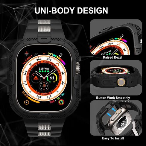 GELISHI Bands Compatible for Apple Watch Ultra 2/1 49mm Band, Rugged Protective Case with TPU Sport Band Military Shockproof Bumper Case for Apple Watch 49mm Men in Kuwait