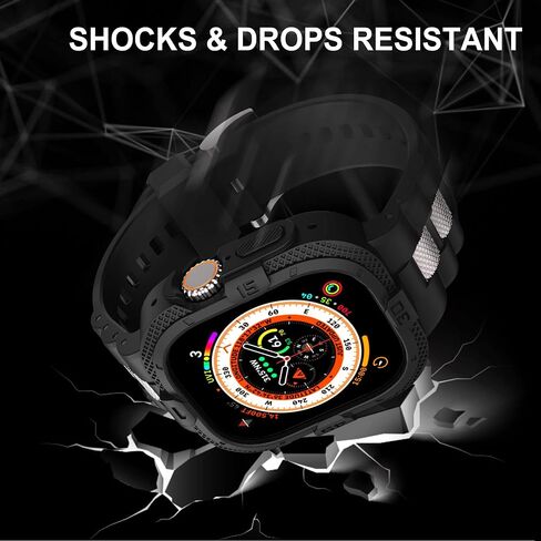 GELISHI Bands Compatible for Apple Watch Ultra 2/1 49mm Band, Rugged Protective Case with TPU Sport Band Military Shockproof Bumper Case for Apple Watch 49mm Men in Kuwait