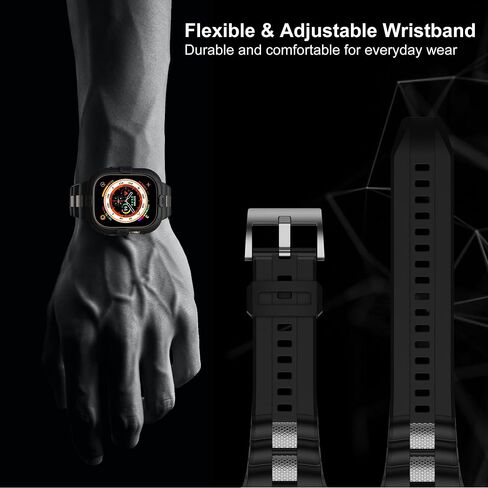 GELISHI Bands Compatible for Apple Watch Ultra 2/1 49mm Band, Rugged Protective Case with TPU Sport Band Military Shockproof Bumper Case for Apple Watch 49mm Men in Kuwait