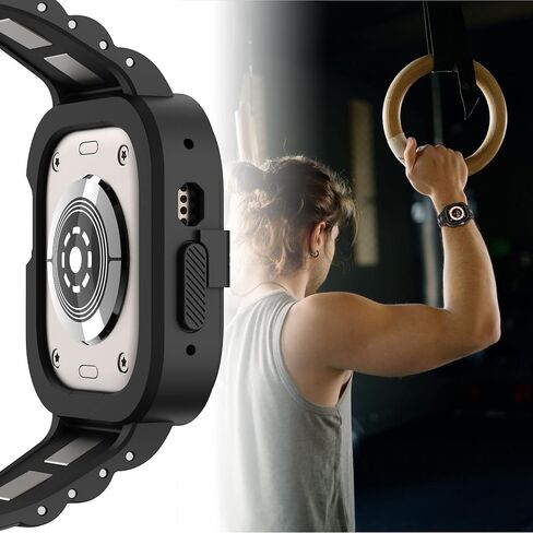 GELISHI Bands Compatible for Apple Watch Ultra 2/1 49mm Band, Rugged Protective Case with TPU Sport Band Military Shockproof Bumper Case for Apple Watch 49mm Men in Kuwait